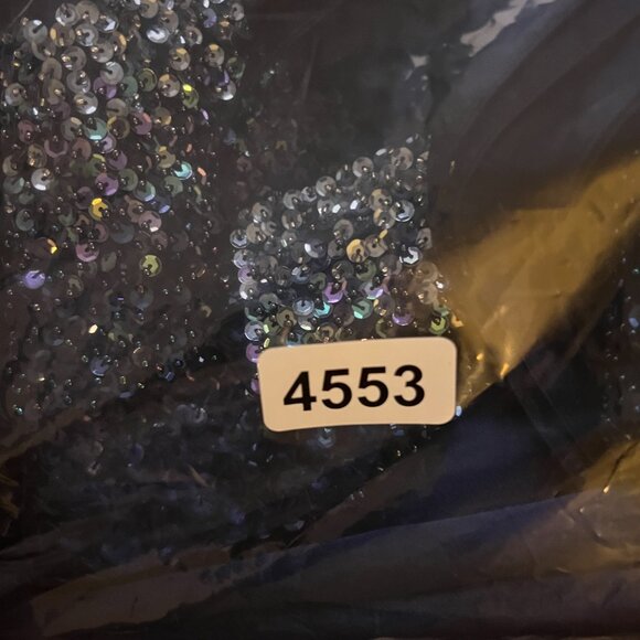 Jovani Navy Blue ombré sequin gown size 10 strapless with matching shawl - Picture 8 of 8